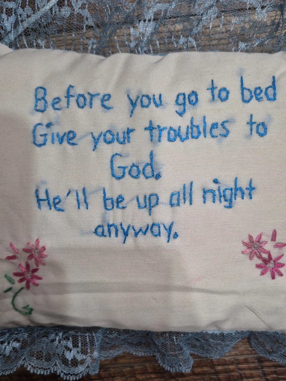 Vintage Cottagecore Grandmacore Pillow Doorhanger Decor Primitive Embroidered